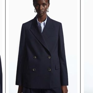 Cos Navy Wool Double Breasted Blazer